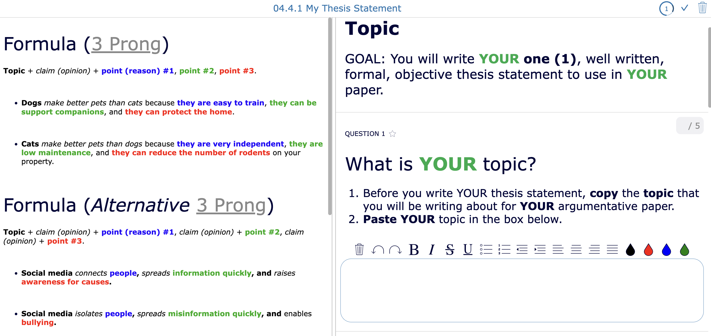 Guided Writing with a Split Worksheet