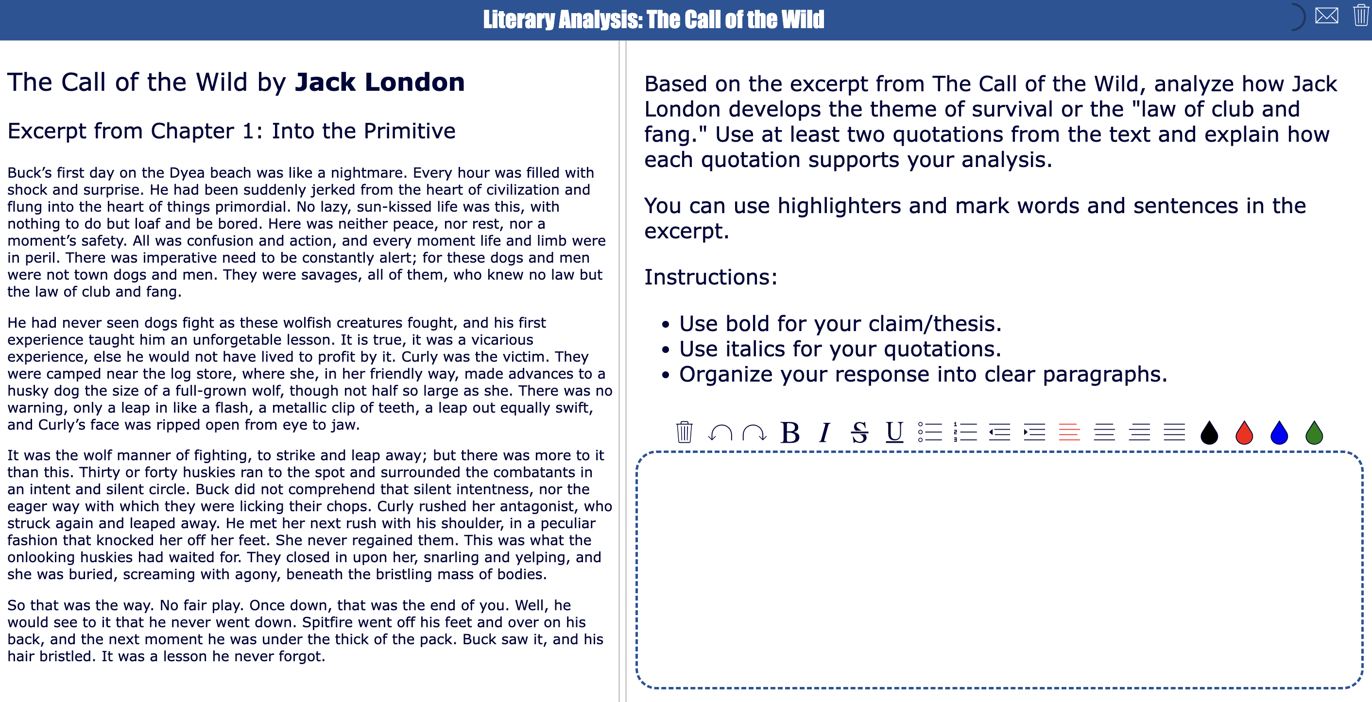 Literary analysis with quotations