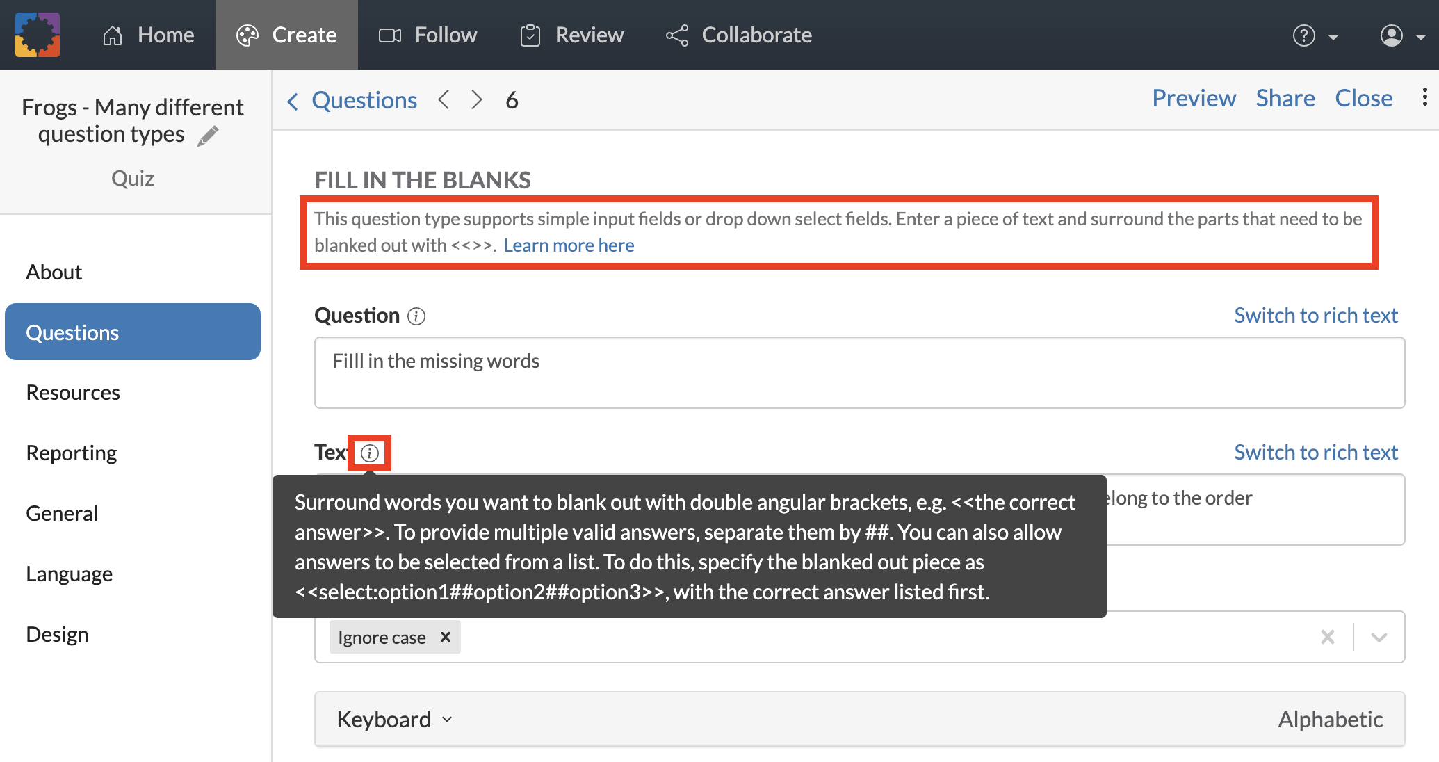 BookWidgets PD session tips and instructions in the interface