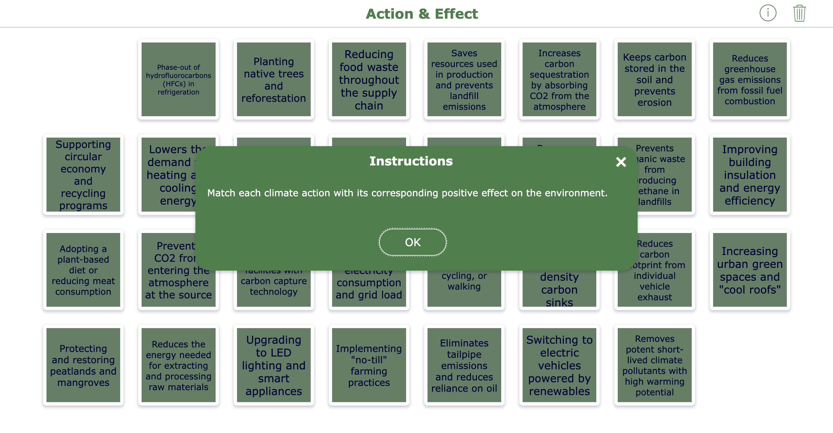 Action & Effects of climate change – Pair Matching game in BookWidgets