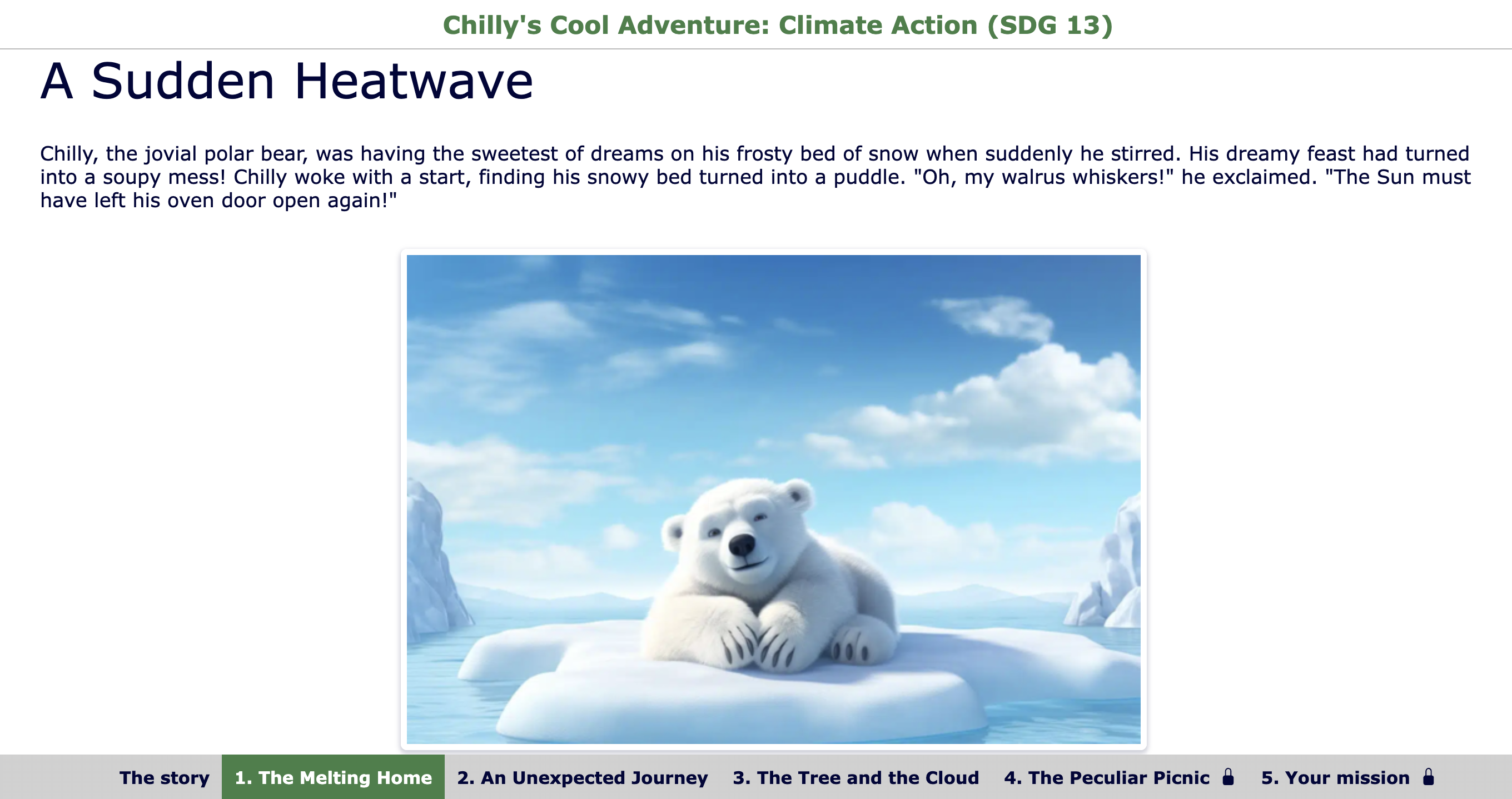  Chilly's Cool Adventure - WebQuest activity about sdg 13 for Elementary school students