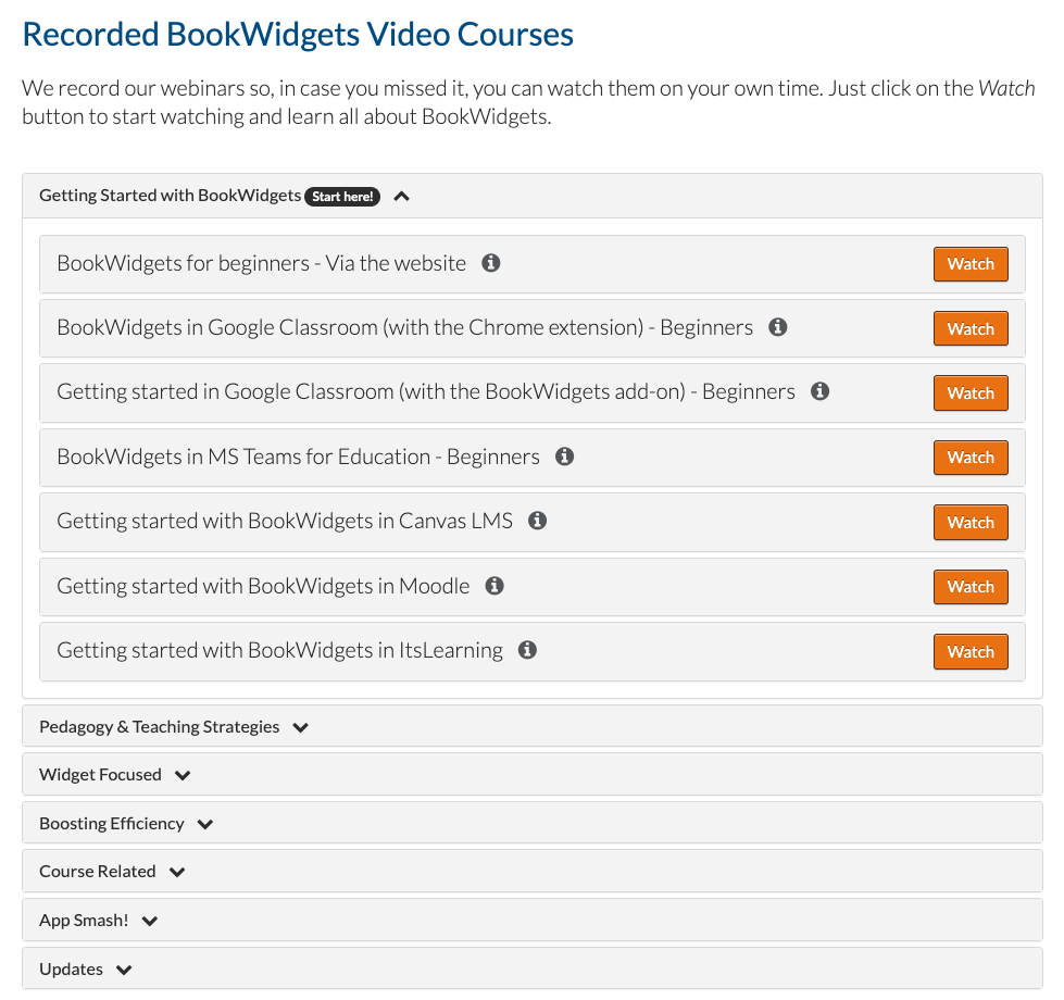 BookWidgets PD session - BookWidgets Academy videos