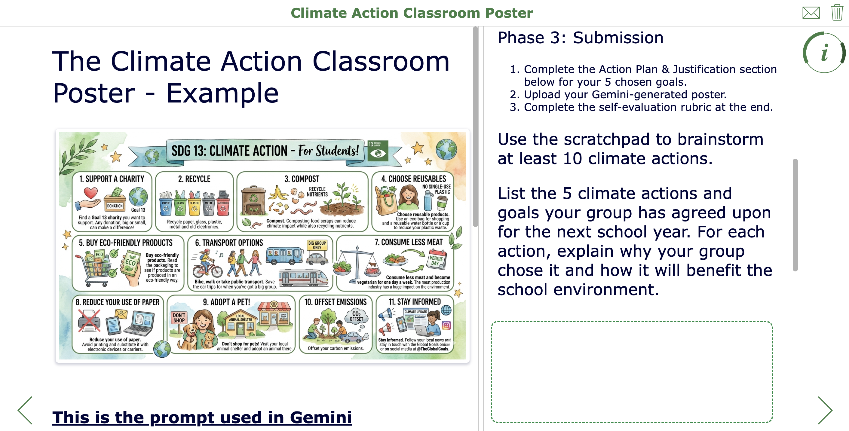Classroom Action Poster - Worksheet - Middle school and high school students