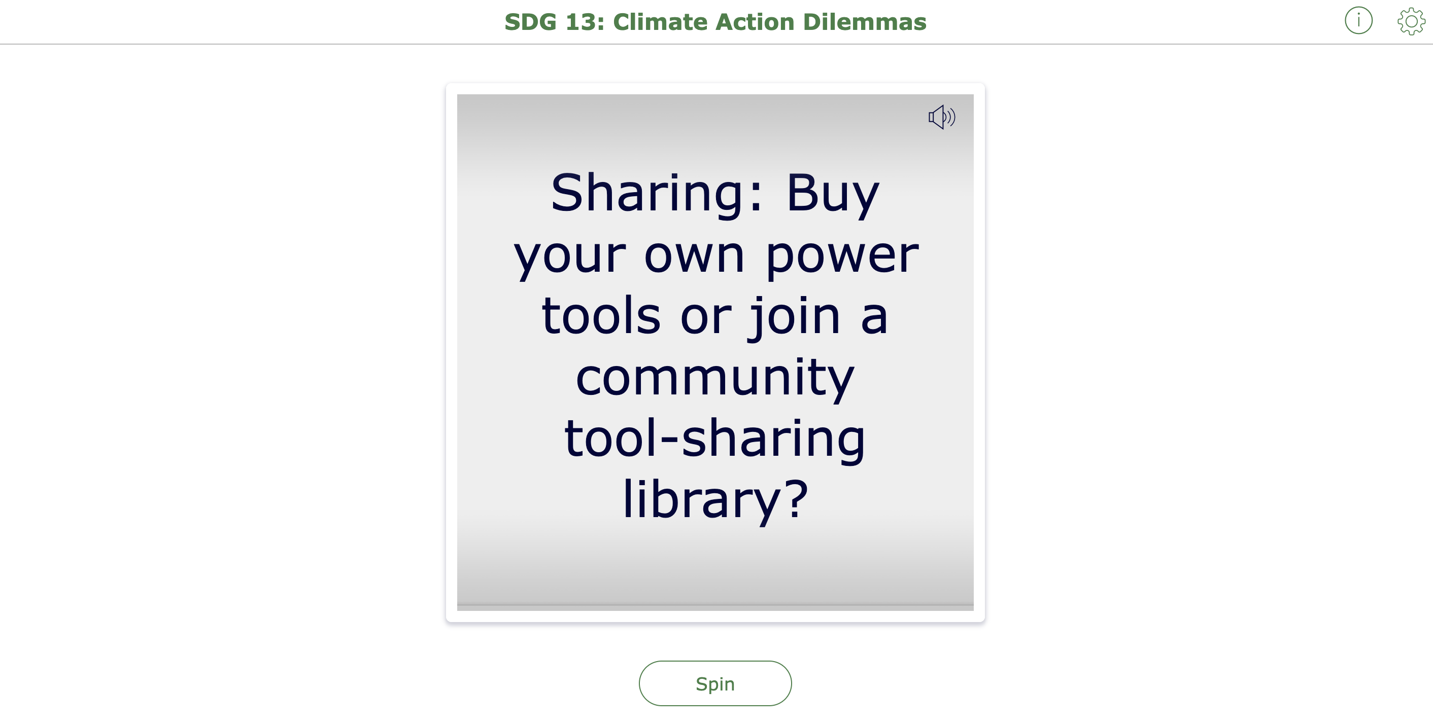Dilemma wheel lesson plan - Randomness widget on SDG 13 -  Middle school students