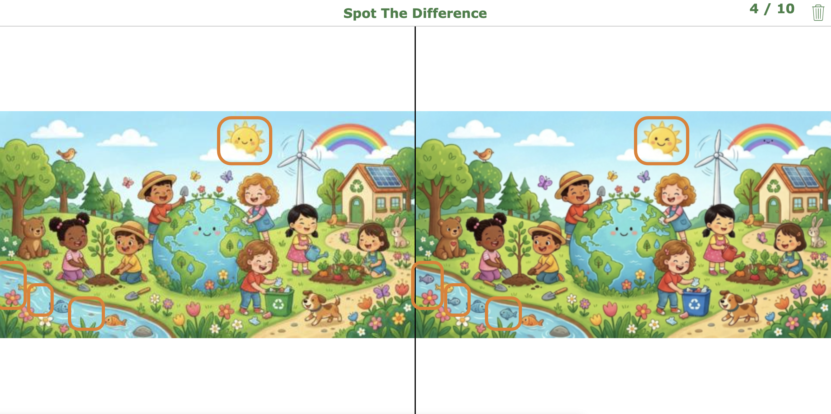 Conversation starter SDG 13 - Spot The Difference game for kindergarten students and toddlers