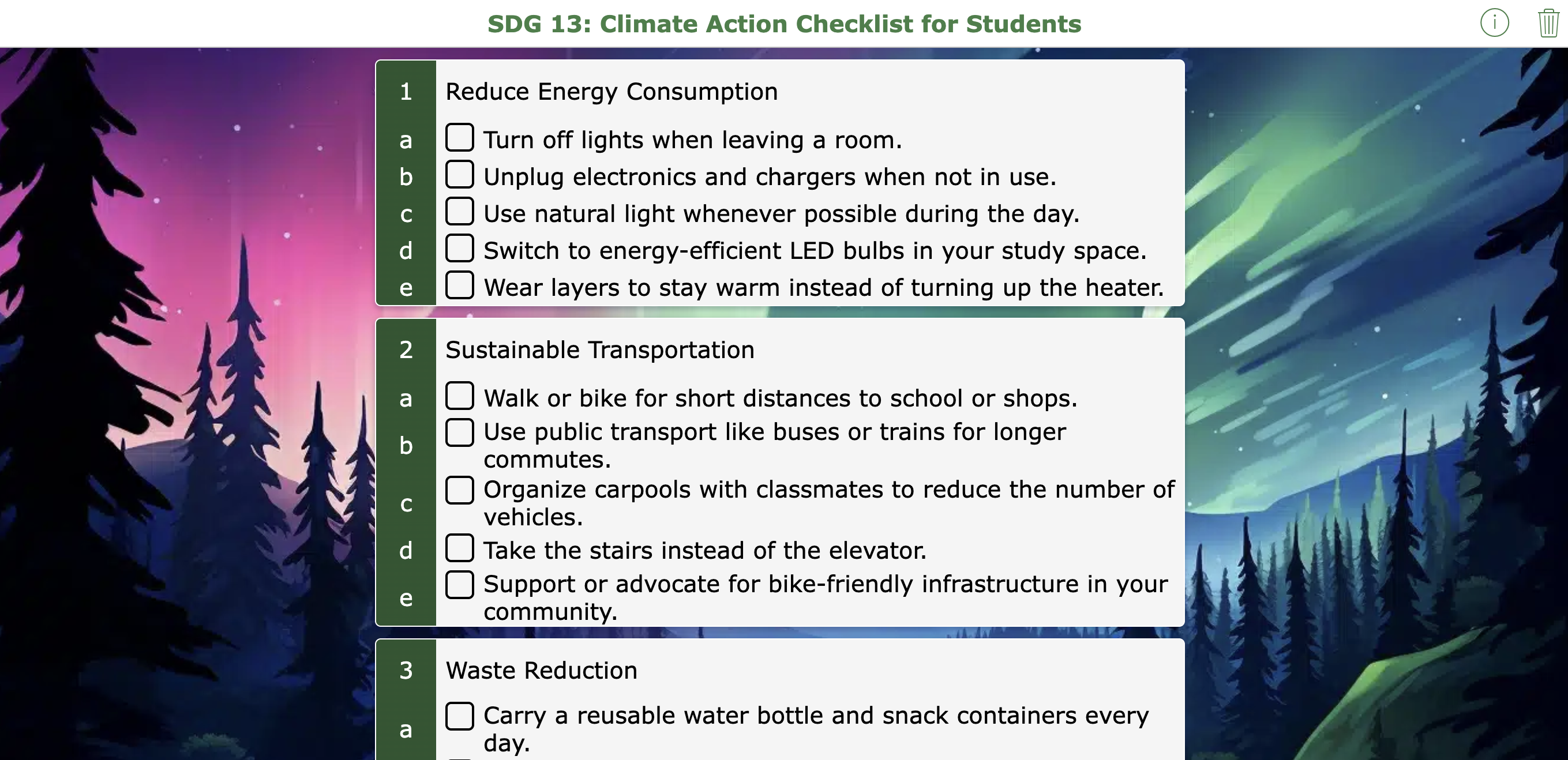 Climate Action - Checklist Plan