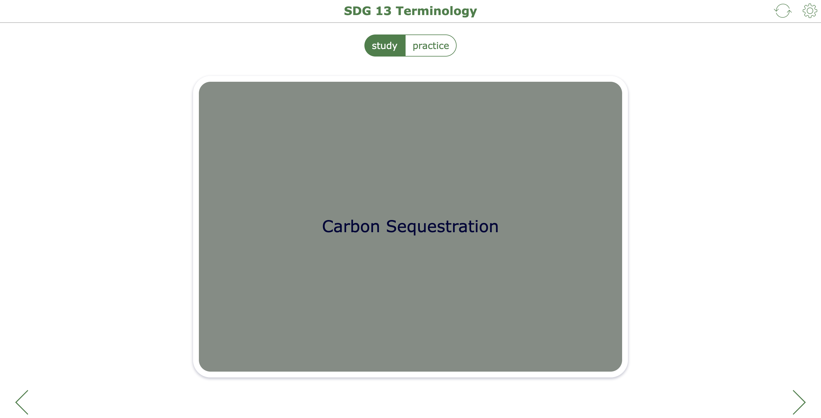 The terminology of SDG 13 - Flashcards - High school students