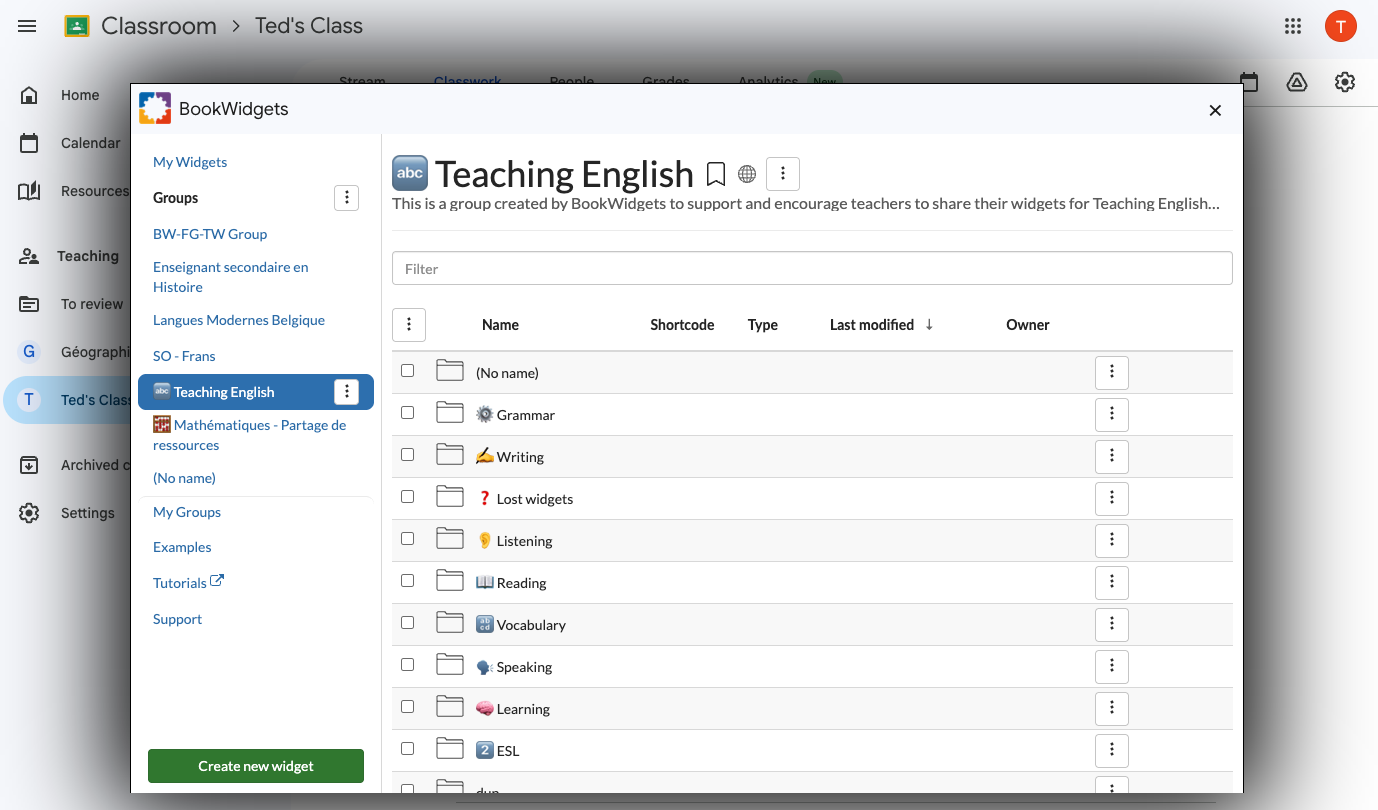 BookWidgets PD sessions - BookWidgets Google Classroom integration