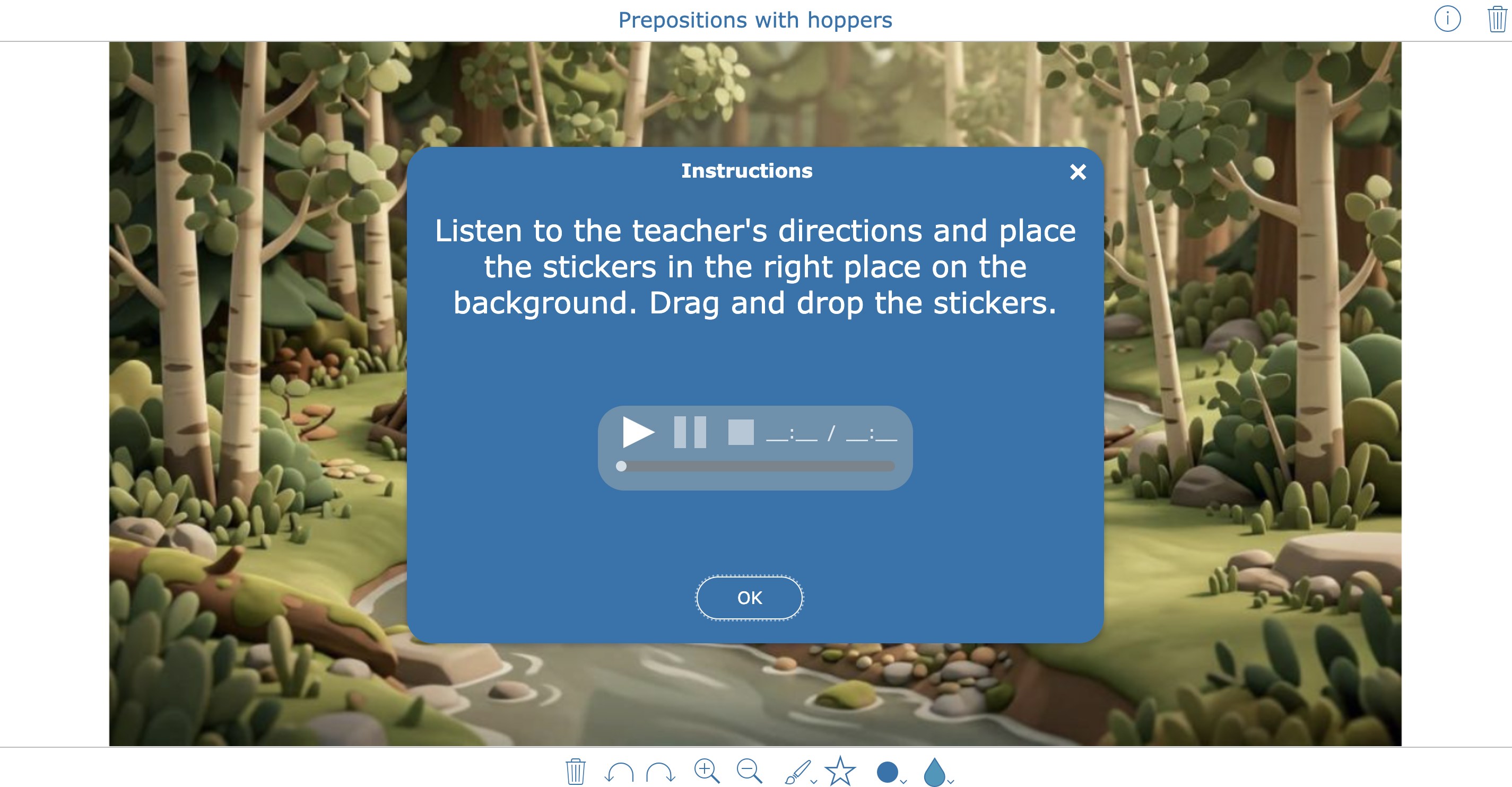 Whiteboard Widget Activity for Learning Prepositions