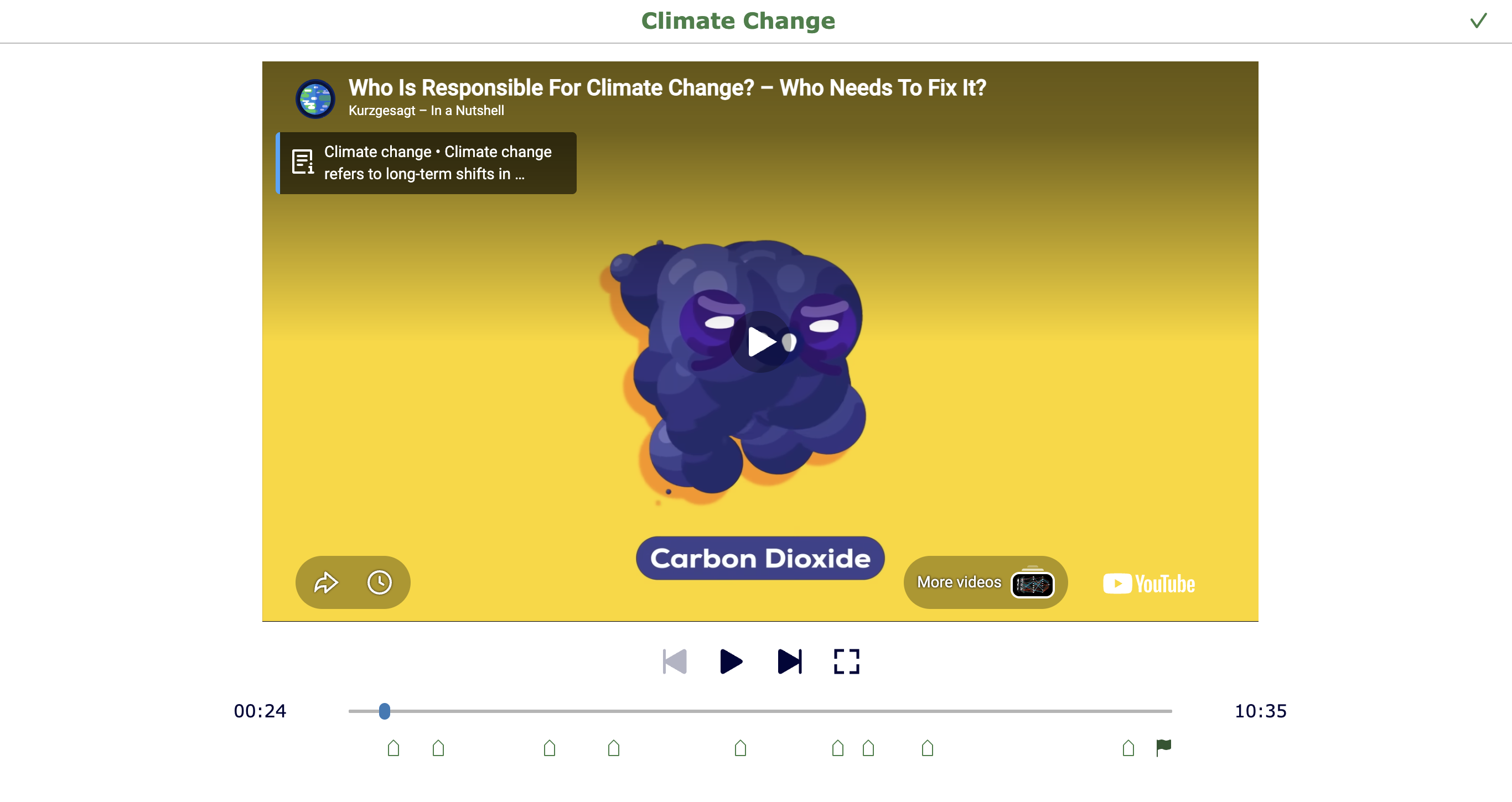 Climate change video quiz in BookWidgets - Middle school students
